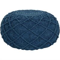 POUF Berkane 50/50/30 cm - Blau, Naturmaterialien/Textil (50/30/50cm) - Beliani