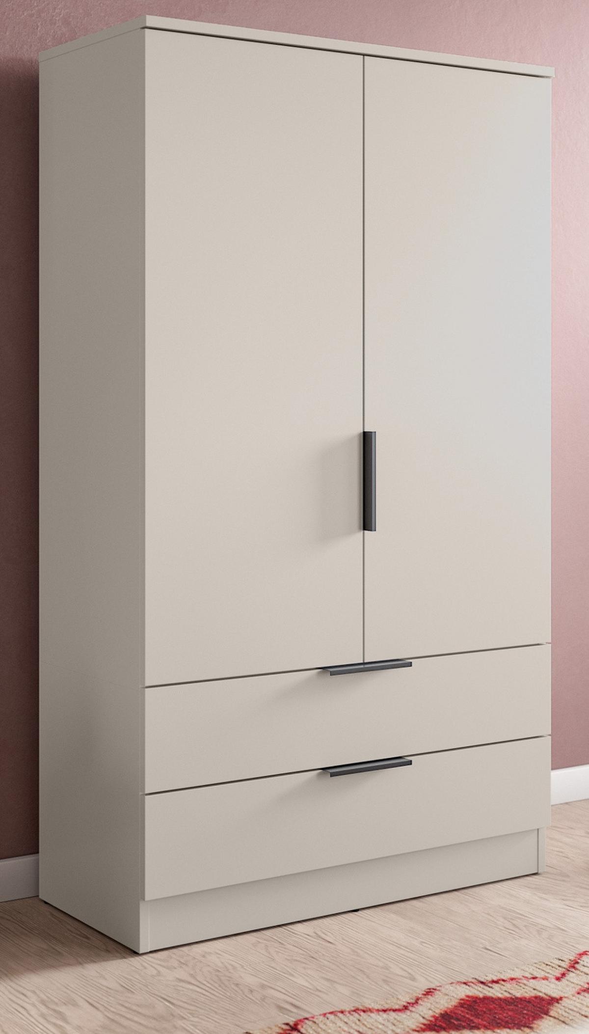KLEIDERSCHRANK kaschmir 80 x 140 cm, Wäscheschrank 2-türig - Kaschmir/Schwarz, Holzwerkstoff/Kunststoff (80/140/37cm) - Inn.Furn