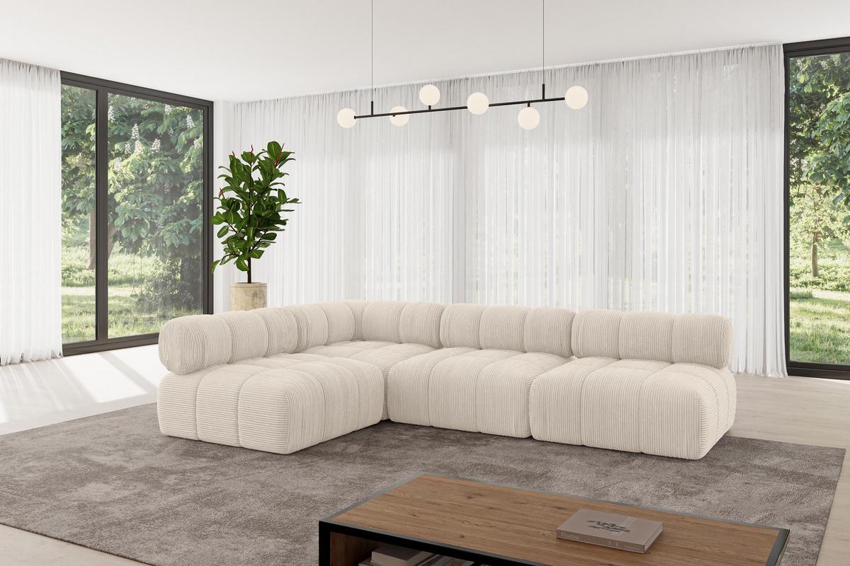 ECKSOFA modulares Sofa Samaro-L2 - 285x190x70 cm Beige Cord - Beige, Holzwerkstoff/Textil (285/190cm) - ALTDECOR