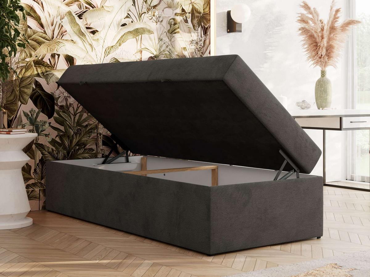 BOXBETT ZERO 90/200 - Dunkelgrau Kunstleder - H4 - Topper T25 - Dunkelgrau, Textil (90/200cm) - MKS