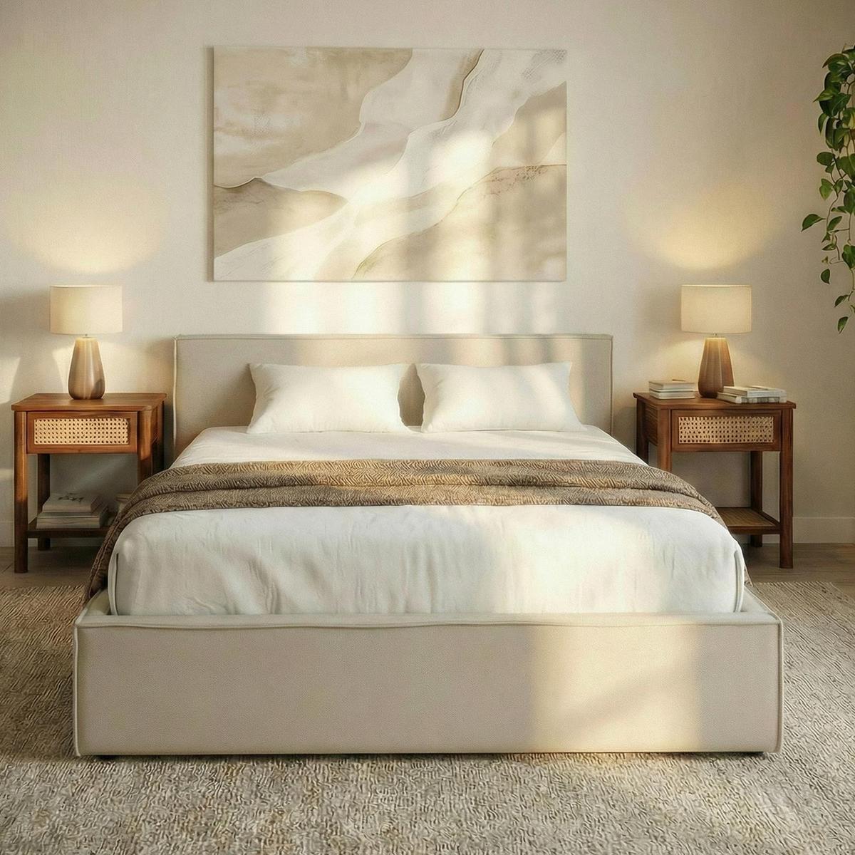 POLSTERBETT PESARO 140X200 CM - Beige, Textil (140/200cm) - IDIMEX
