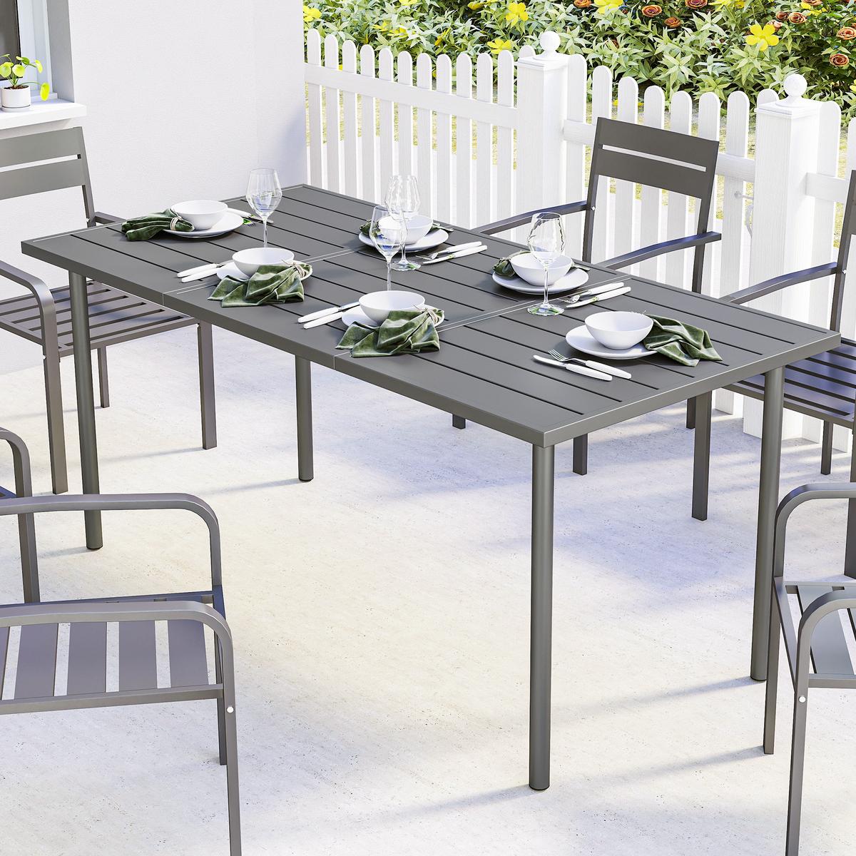 GARTENTISCH Metall Stahl Dunkelgrau - Dunkelgrau, Metall (165/80/74cm) - Outsunny