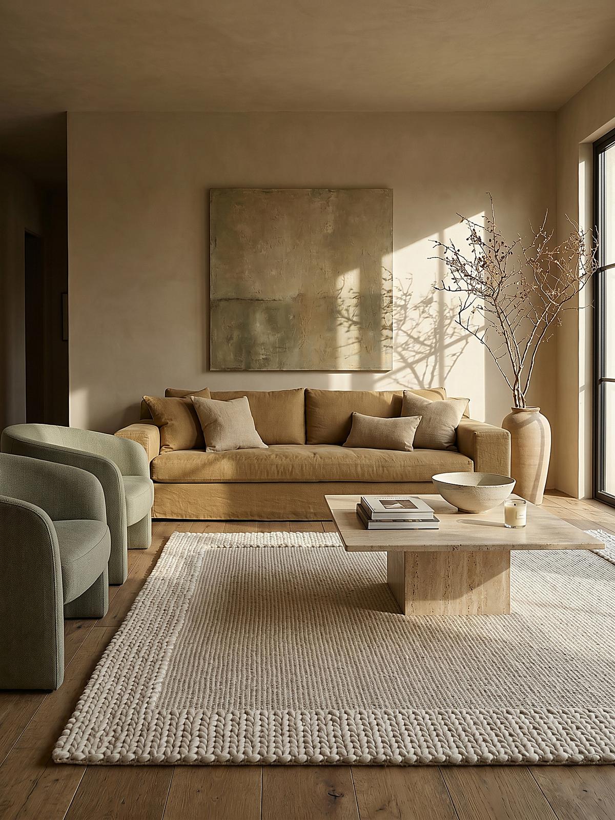 WOLLTEPPICH handgewebt CALDER, einfarbig, Beige, 120 x 170 cm - Beige, Textil (120/170cm) - KADIMA DESIGN
