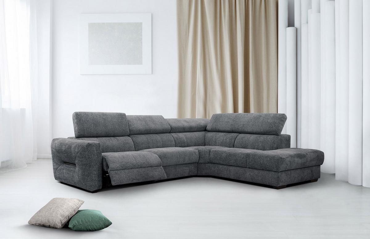 ECKSOFA CALVERA 5-Sitzer mit 1 Relaxfunktion, graphitfarben - Graphitfarben, Holzwerkstoff/Textil (297/239cm) - Wozimo