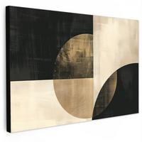 LEINWANDBILD Abstrakt - Geometrische Formen - Schwarz - Gold Groß 140x90 cm - Ecru, Textil (140/90cm) - MuchoWow