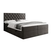 BOXSPRINGBETT INEZ mit Bettkasten mit Topper 140x200 cm Royal Velvet 185 - Graphitfarben, Textil - Lookway