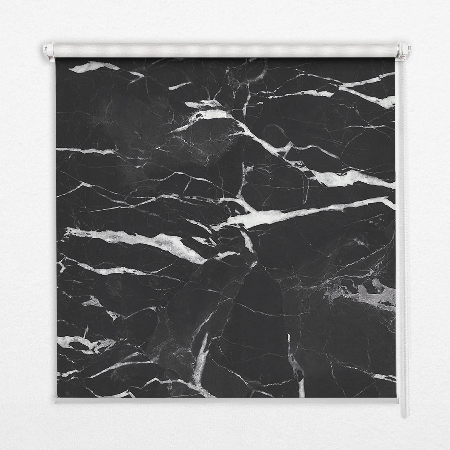 INNENROLLO - Fensterrollo - Rollo - 90x180 cm - Schwarzer Marmor - Weiß, Kunststoff (90/180/0.5cm) - TULUP