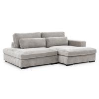 ECKSOFA Wolke mit tiefer Sitzfläche, Schlaffunktion und praktischem Bettkasten aus weichem Taupe Cordstoff - Taupe/Schwarz, Holz/Kunststoff (225/162cm) - S-Style