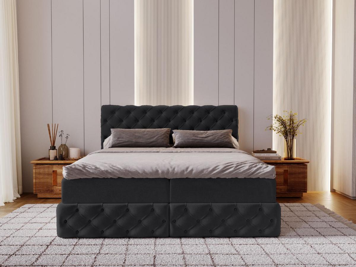 BOXBETT Canolo 140x200 Schwarz - Schwarz, Holz/Textil (140/200cm) - Graingold
