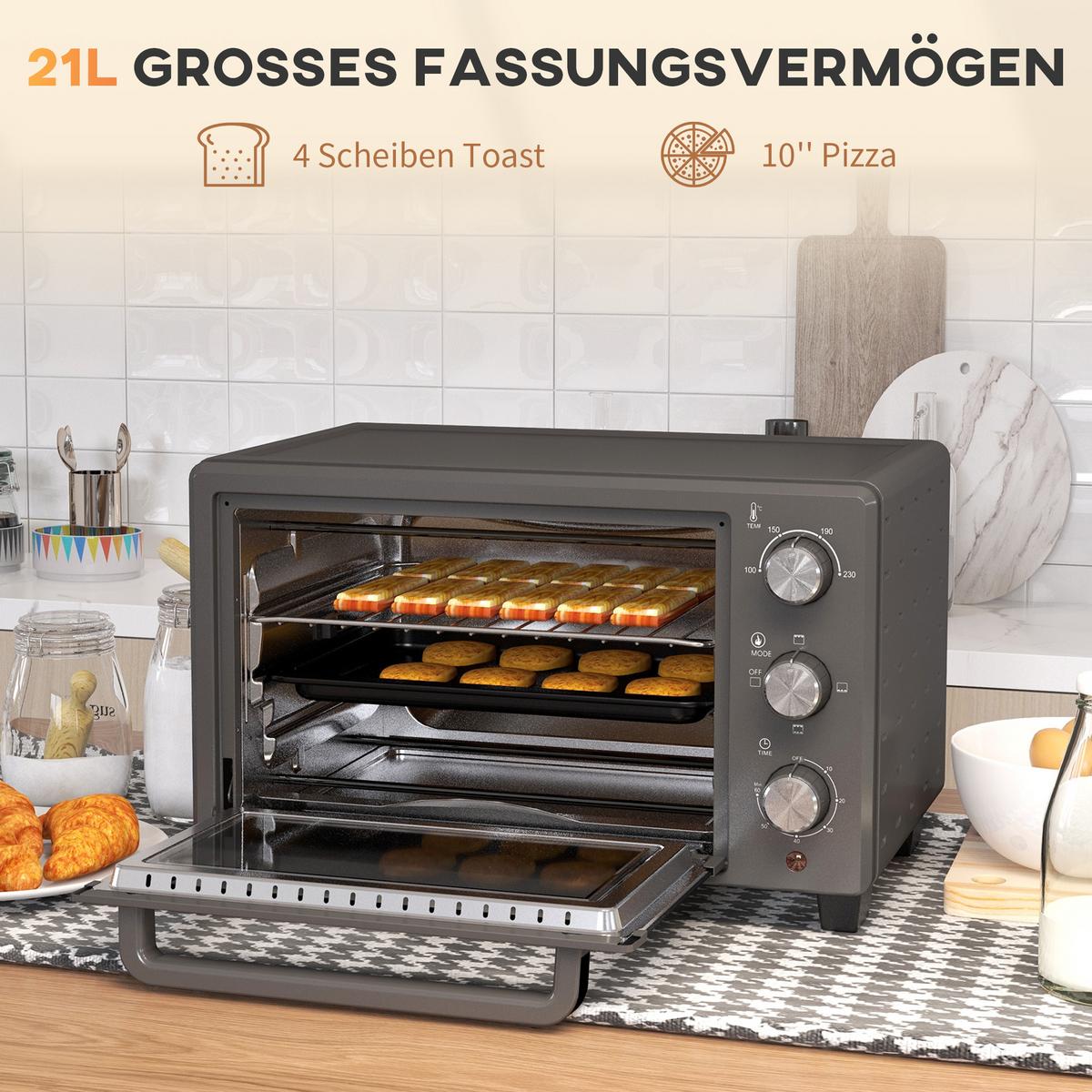 MINIBACKOFEN Grau - Grau, Metall (46.4/38/28.5cm) - HOMCOM
