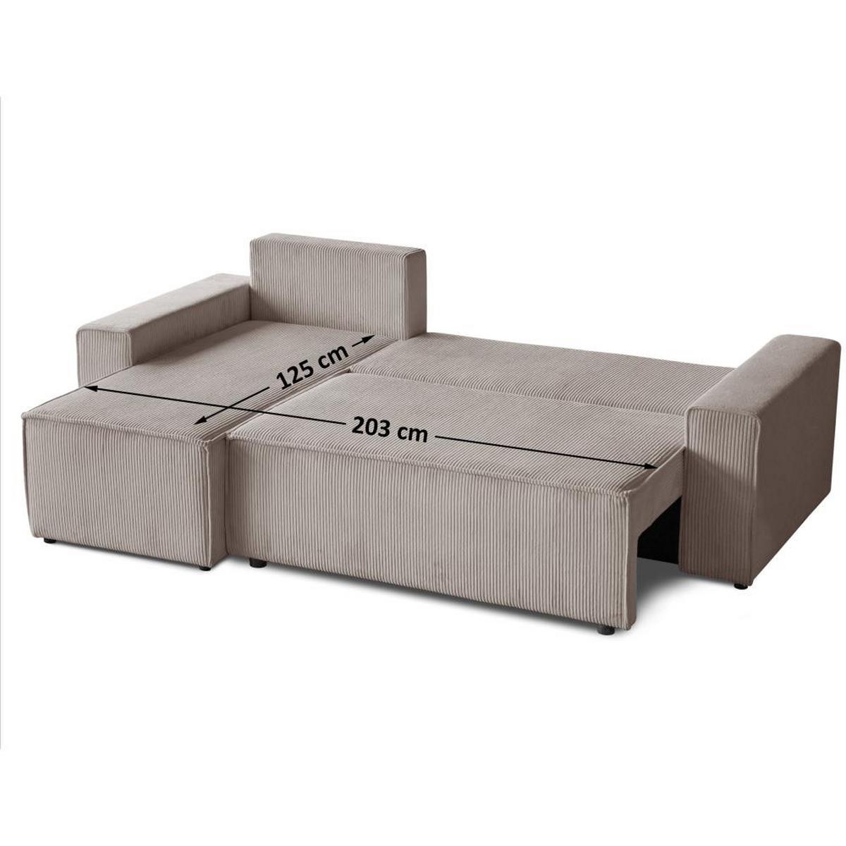 ECKSCHLAFSOFA mit Schlaffunktion Hektor, 247 cm, Ottomane 70 cm, cappuccino - Schwarz/Cappuccino, Kunststoff/Textil (247/152cm) - Beautysofa