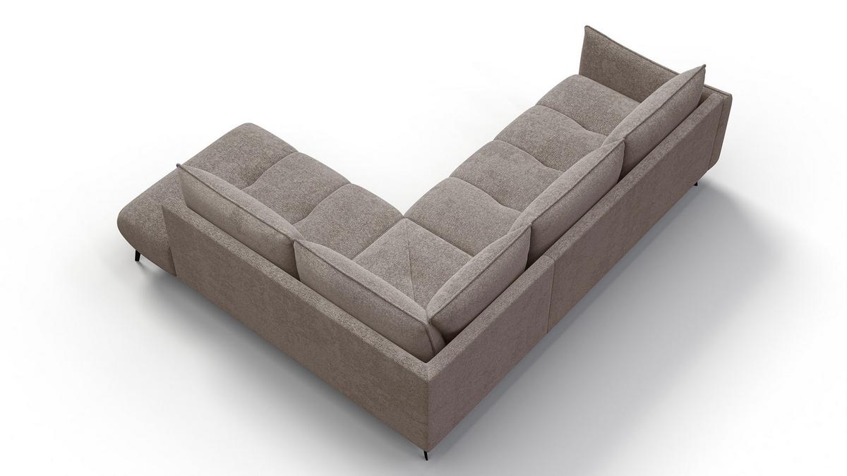 ECKSOFA AERA 5-Sitzer rechts, dunkelbeige - Beige/Schwarz, Holz/Textil (268/206cm) - Wozimo