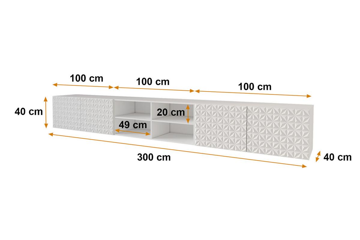 LOWBOARD VIRA-W 3x100x40x40 cm - Weiß - Weiß, Holzwerkstoff (300/40/40cm) - ALTDECOR