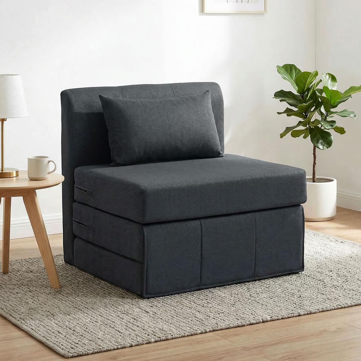 BODENSESSEL Polyester Schaumstoff Dunkelgrau - Dunkelgrau, Textil (75/74/80cm) - HOMCOM