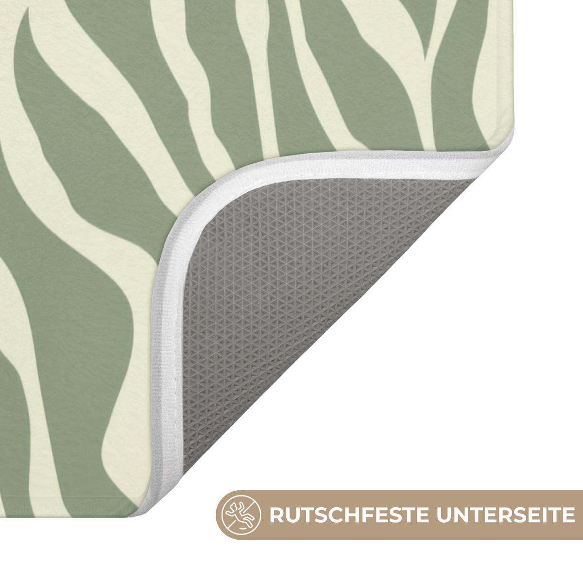 BADEMATTE Zebra - Motiv - Grün 60x120 cm - Salbeigrün, Textil (60/120cm) - OnlyWow