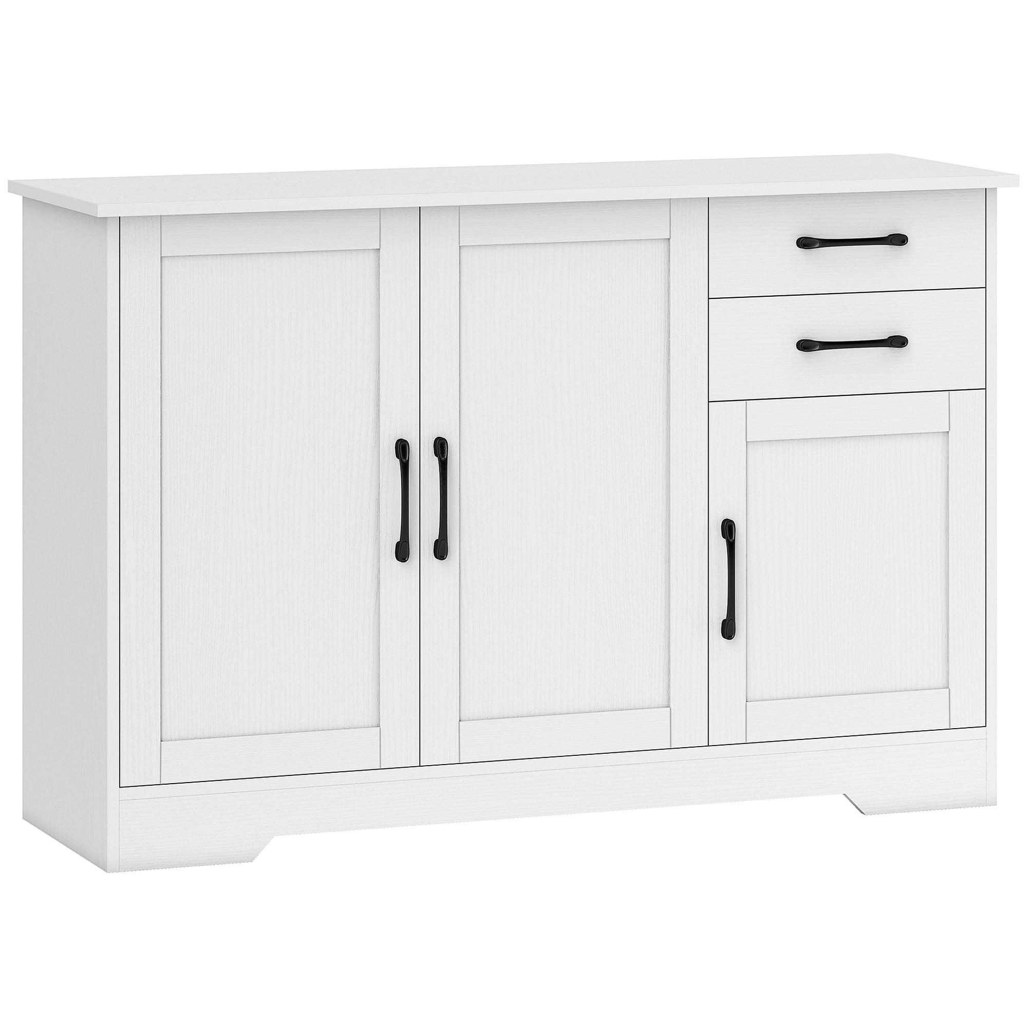 SIDEBOARD Spanplatte MDF Weiß - Schwarz/Weiß, Holzwerkstoff/Metall (38/79/120cm) - HOMCOM