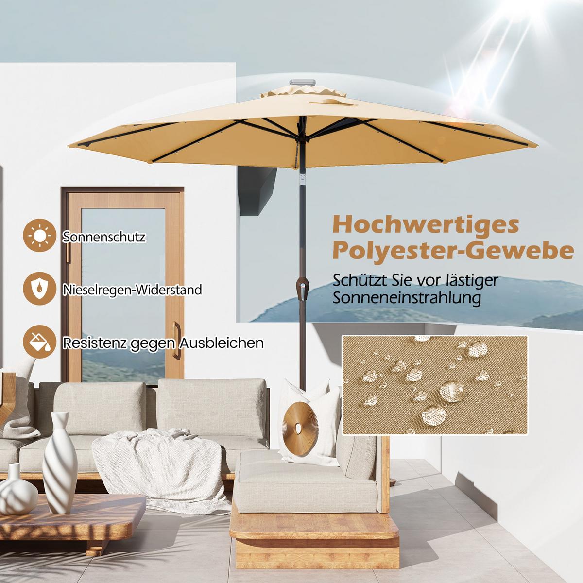 PATIO-SCHIRM Beige - Beige, Kunststoff (300/300cm) - COSTWAY