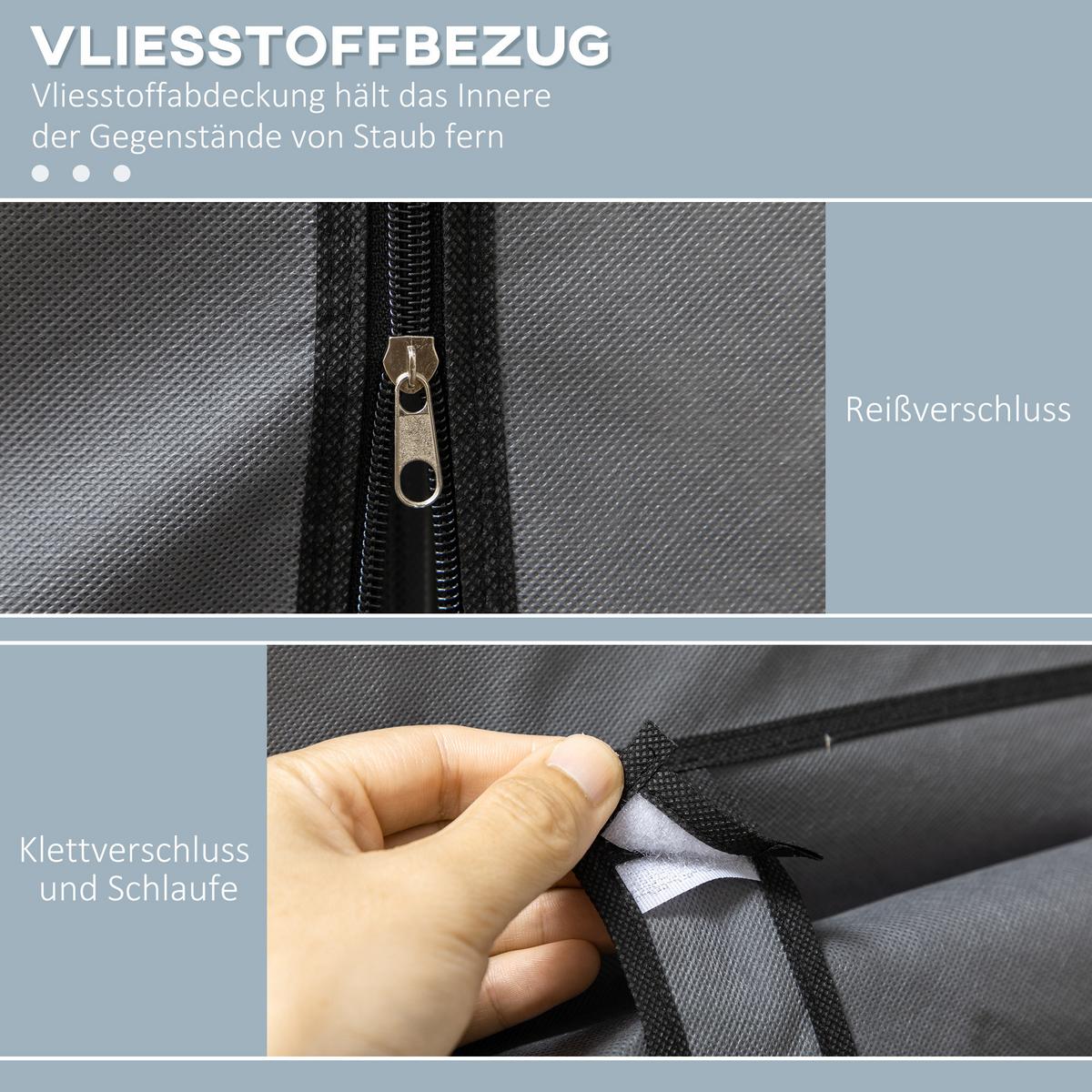 STOFFSCHRANK, Faltschrank, Kleiderschrank mit Kleiderstangen 8 Ebenen Dunkelgrau - Dunkelgrau, Metall (43/162.5/125cm) - HOMCOM
