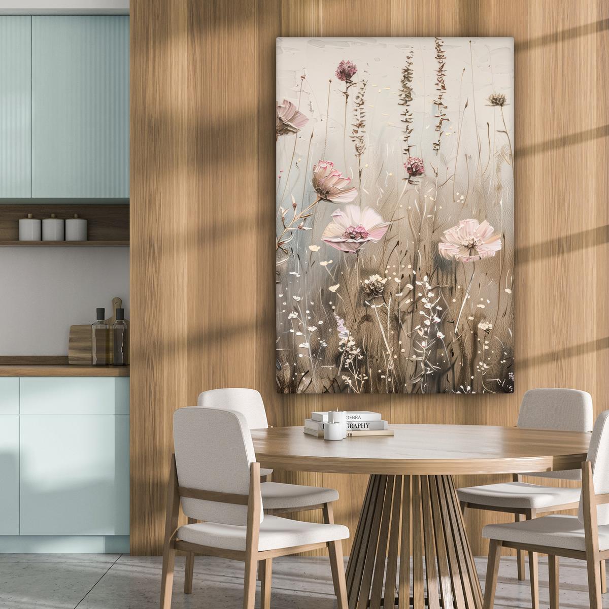 LEINWANDBILD Blumen - Rosa - Modern - Beige Deko XXL 80x120 cm - Beige, Textil (80/120cm) - MuchoWow