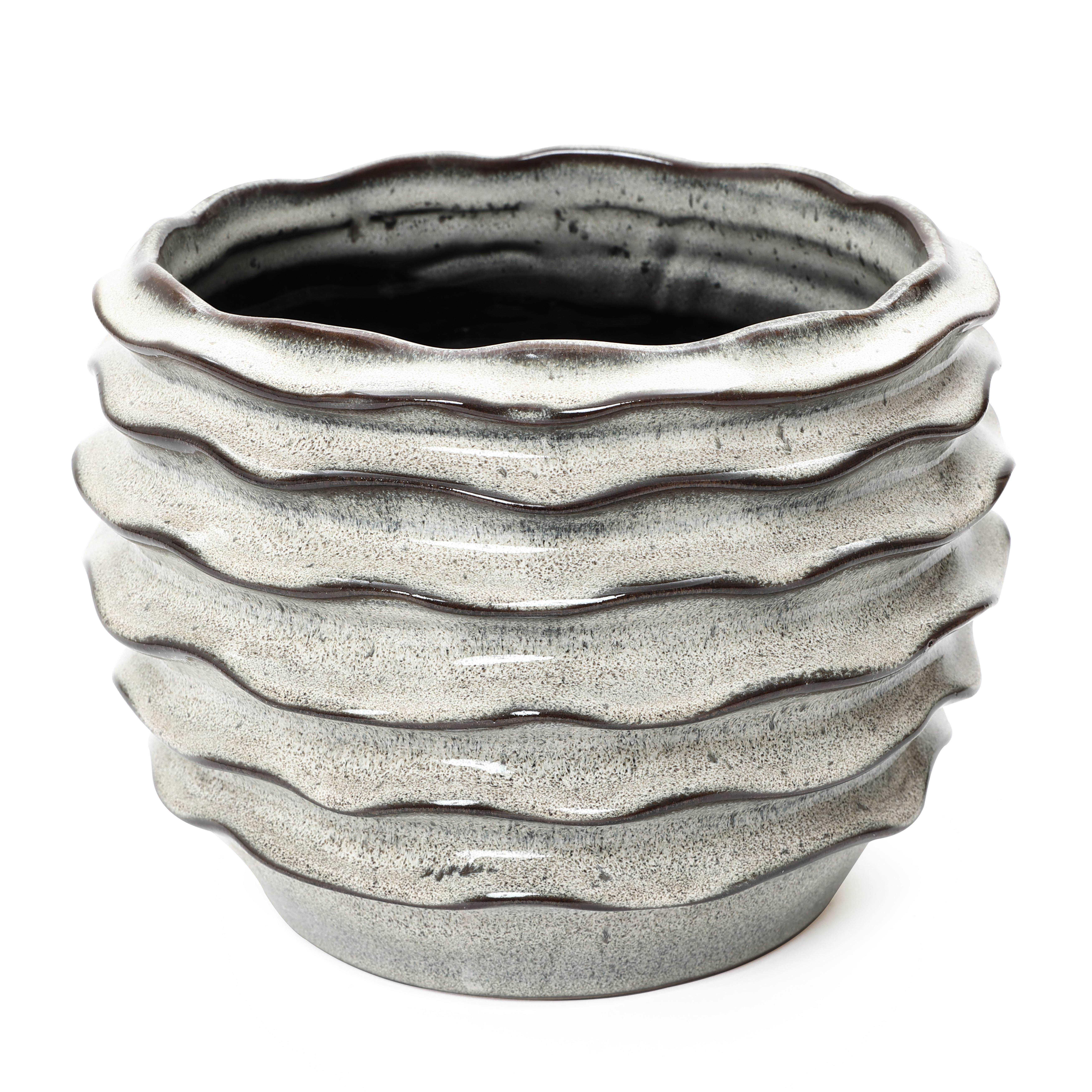 KERAMIK-BLUMENTOPF cremeweiß, Ø 24 × H 18 cm - Weiß, Keramik (18cm)