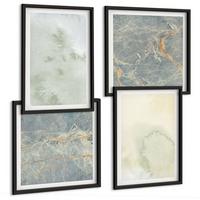 BILDER SET 4er Set - 50x50 cm & 40x60 cm Schwarzer Rahmen - Pastellfarben auf Aquarellleinwand - Schwarz, Kunststoff (50/50cm) - TULUP