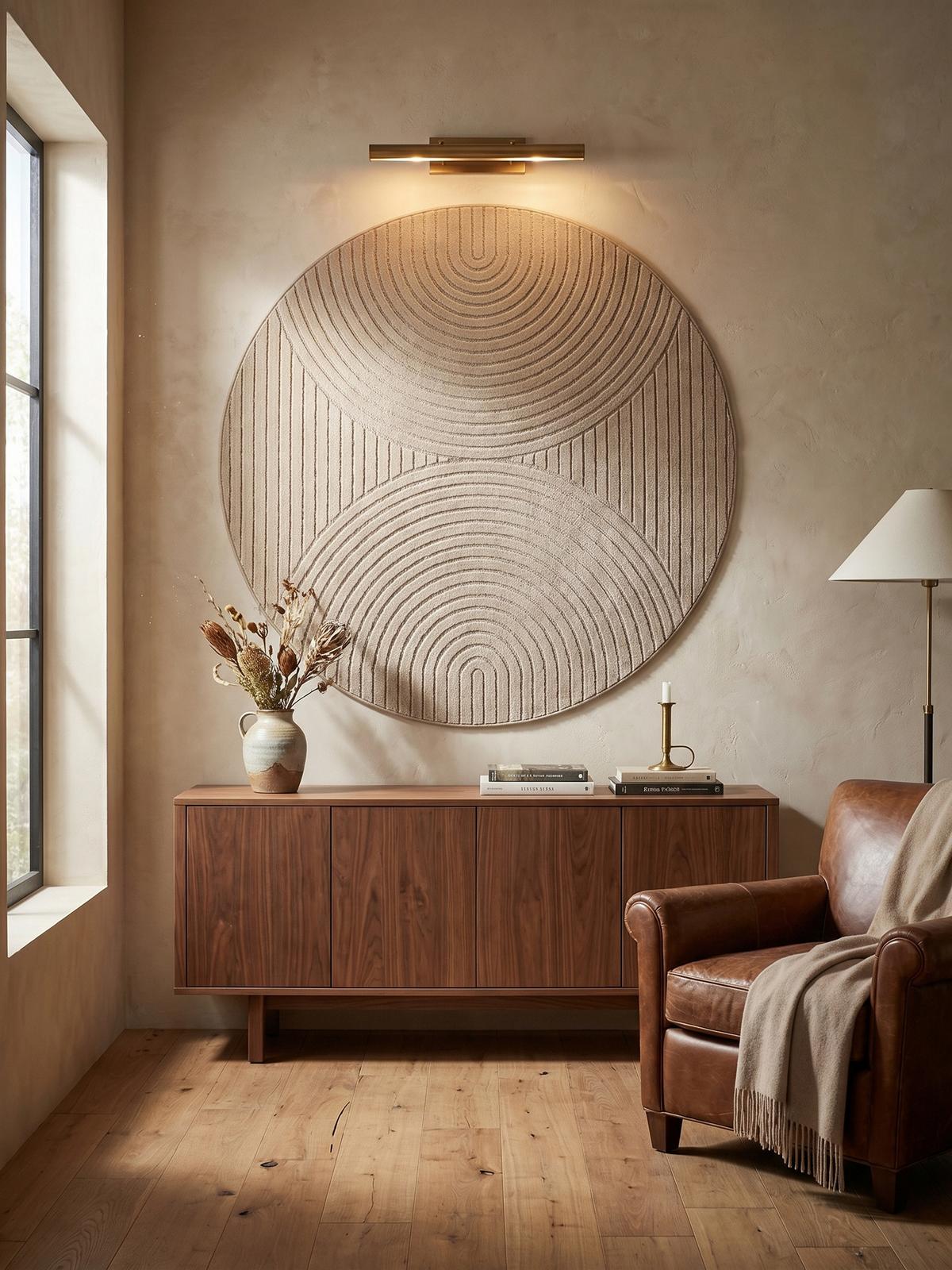 TEPPICH Outdoor ENGADIN in Beige, im Skandi-Stil mit 3D-Design, Ø 120 cm - Beige, Textil (120/120cm) - KADIMA DESIGN
