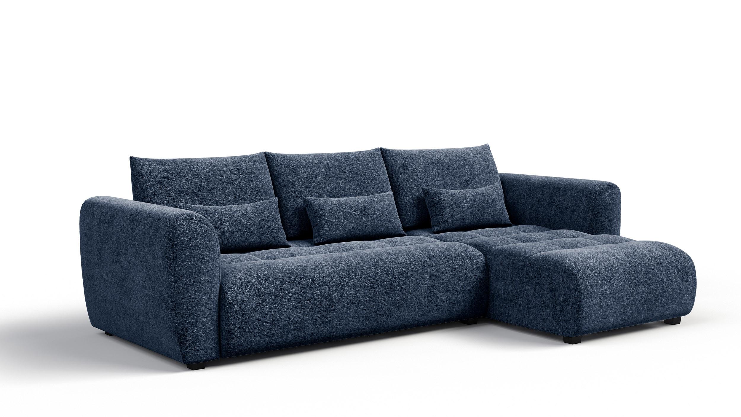 ECKSOFA SORENO 4-Sitzer, dunkelblau - Schwarz/Dunkelblau, Holz/Textil (293/171cm) - Wozimo