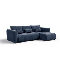 ECKSOFA SORENO 4-Sitzer, dunkelblau - Schwarz/Dunkelblau, Holz/Textil (293/171cm) - Wozimo