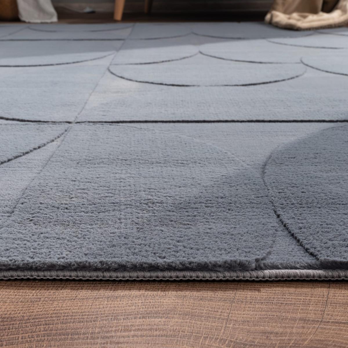 KURZFLORTEPPICH, mit Struktur, aus Polyester, Florhöhe 10 mm, Anthrazit, 200 x 280 cm - Anthrazit, Textil (280/200cm) - KADIMA DESIGN