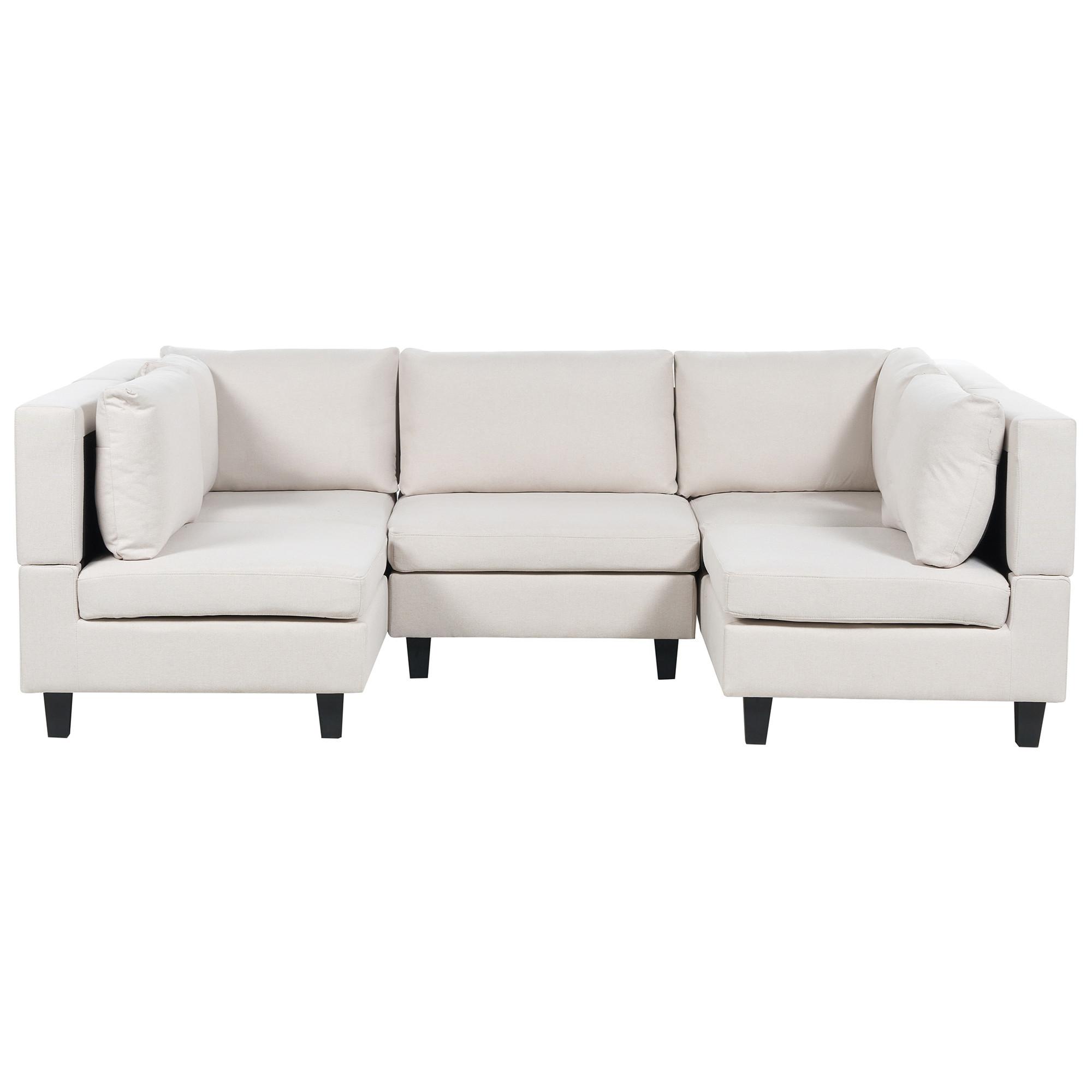 5-SITZER-MODULSOFA U-förmiges Hellbeige Stoff Unstad - Beige, Textil (228/72/76cm) - Beliani