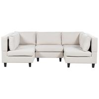 5-SITZER-MODULSOFA U-förmiges Hellbeige Stoff Unstad - Beige, Textil (228/72/76cm) - Beliani