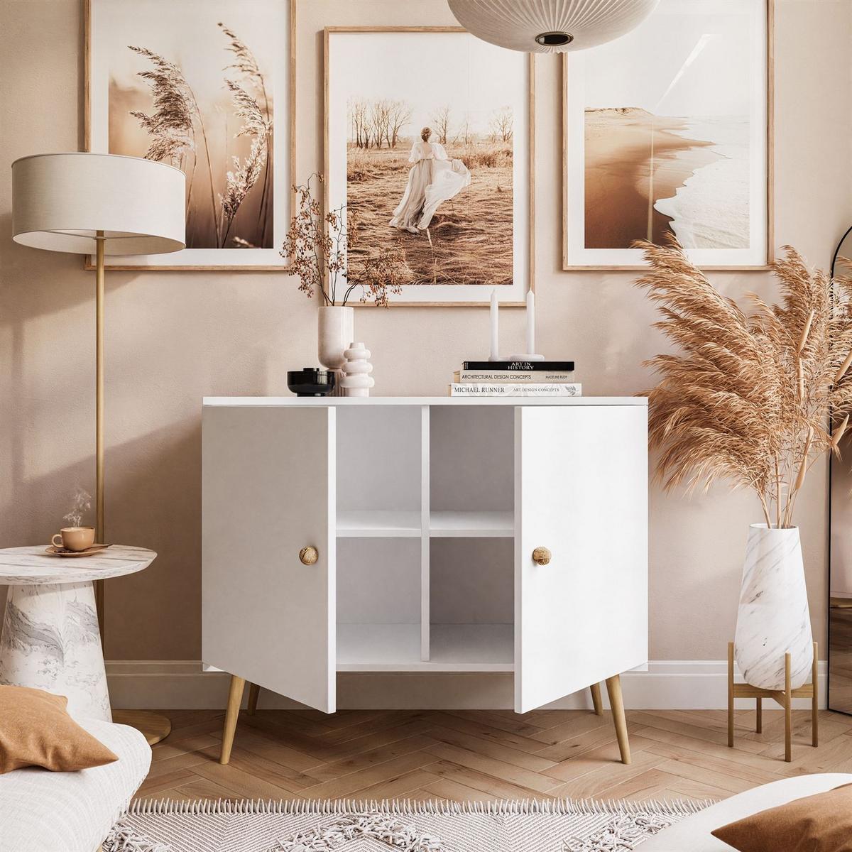 KOMMODE Zweitürige HARMONY Weiß - Weiß, Holzwerkstoff (100/85/42cm) - Lookway
