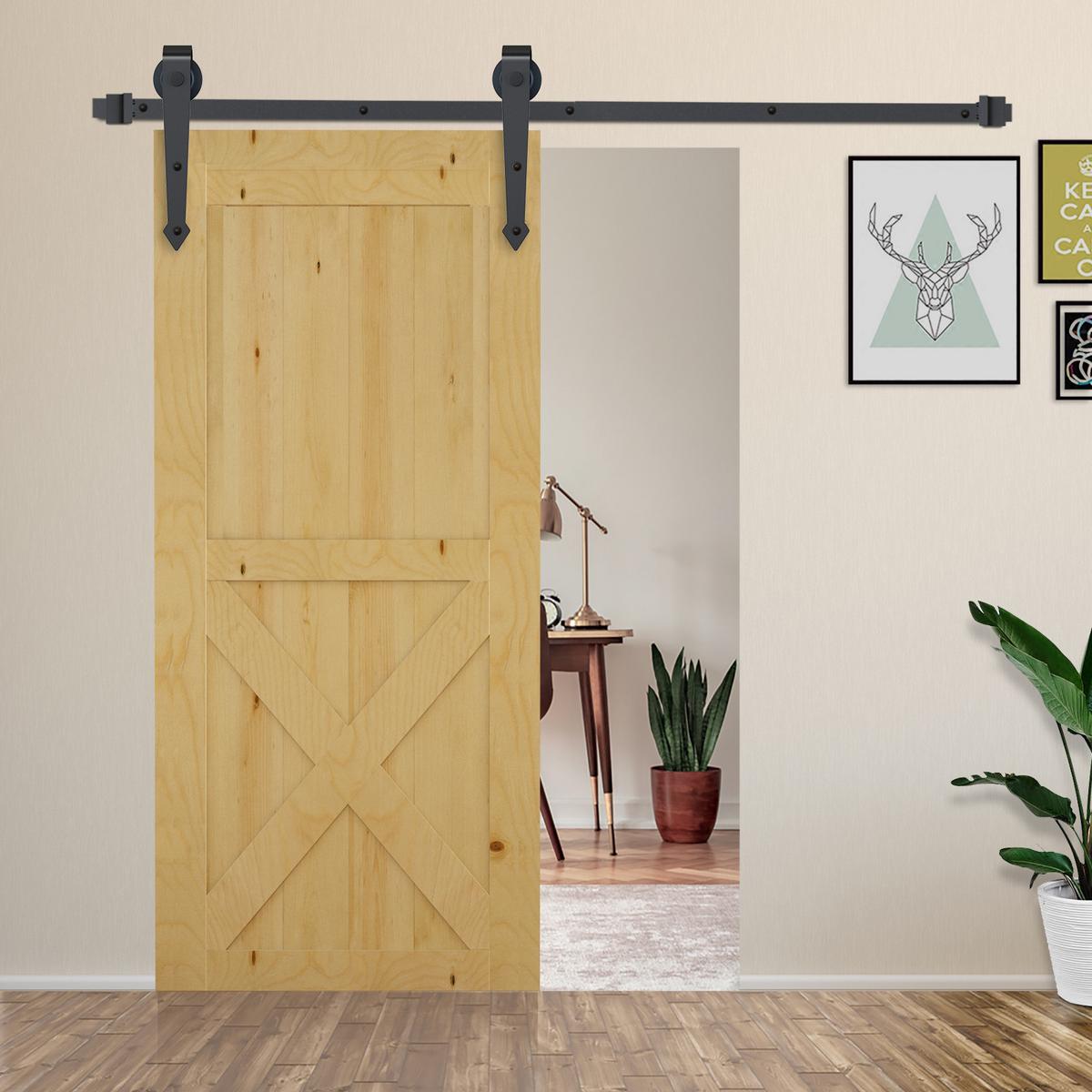 SCHIEBETÜREN-BESCHLAGSATZ, 2 m, Komplett-Set mit Schienen, Rollen, Braun - Braun, Metall (4/0.6/100cm) - HOMCOM