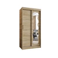 SCHIEBETÜRENSCHRANK mit Spiegel SPOTI 200/100/62 2-türig - Silberfarben/Sonoma Eiche, Holz (100/200/62cm) - MÖBEL KRYSPOL