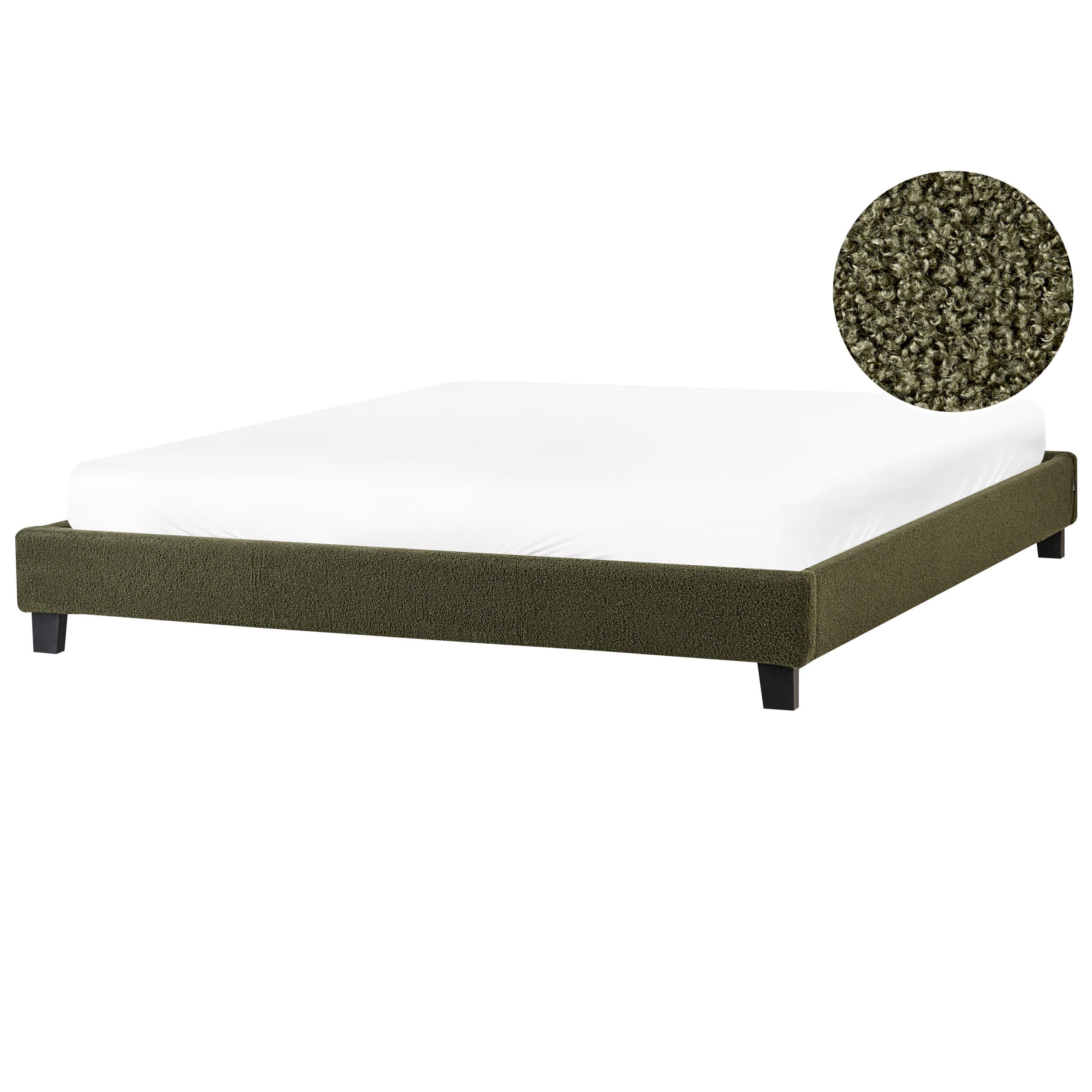 BETT 180/200 cm Dunkelgrün Roanne - Dunkelgrün/Braun, Textil (180/200cm) - Beliani