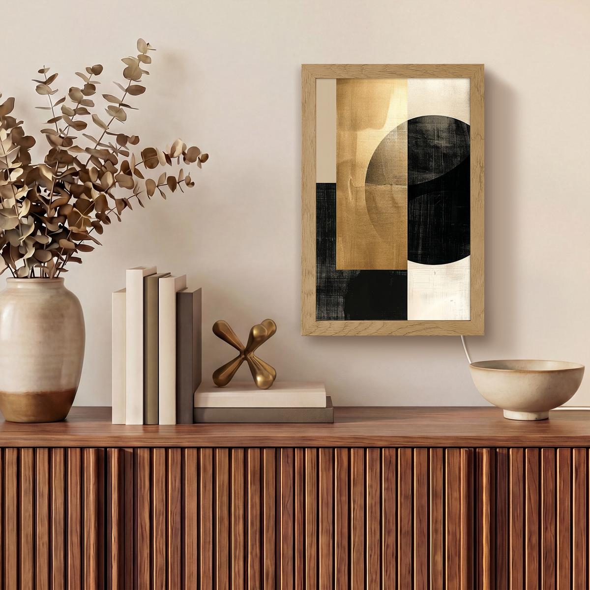 WANDLEUCHTE Abstrakt - Modern - Schwarz - Gold 20x30 cm - Sandfarben, Holzwerkstoff (20/30/8cm) - OnlyWow