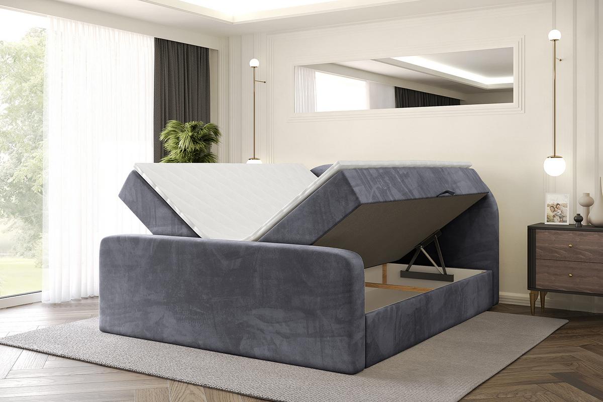 BOXBETT mit Matratze H4 und Lattenrost - NOX-Z - 180x200 - Dunkelgrau Casablanca - Dunkelgrau, Holzwerkstoff (180/200cm) - ALTDECOR