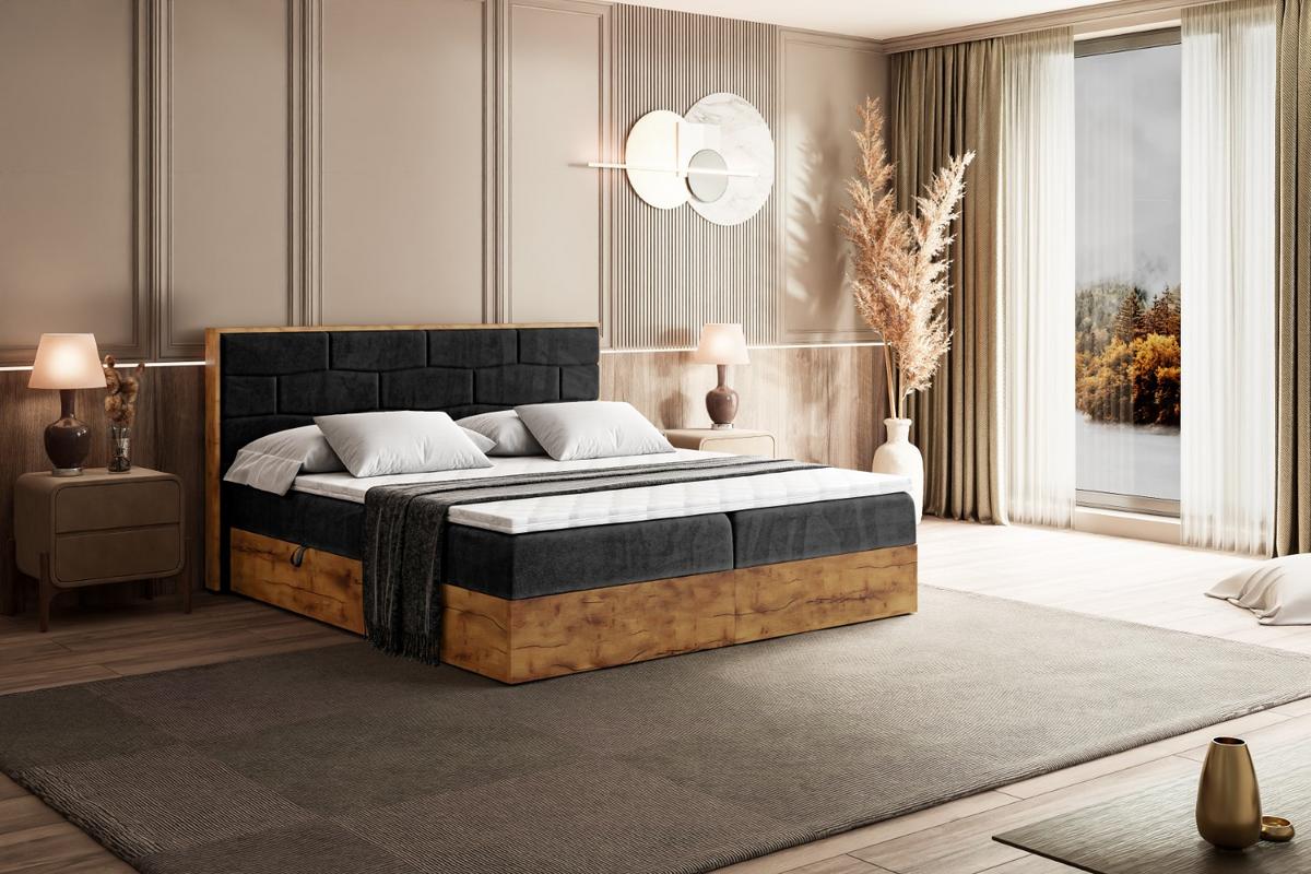 BOXBETT mit Matratze H3 und Lattenrost - LOLLI8 - 140x200 - Schwarz - Schwarz, Holzwerkstoff/Kunststoff (140/200cm) - ALTDECOR