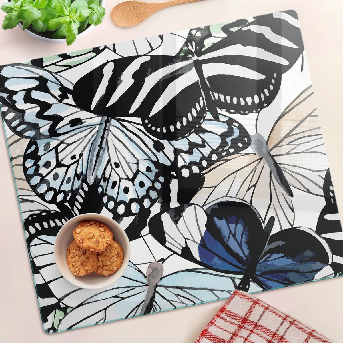 GLASPLATTE 60x52 cm Schmetterlingsblume - Braun, Glas (60/0.4/52cm) - TULUP