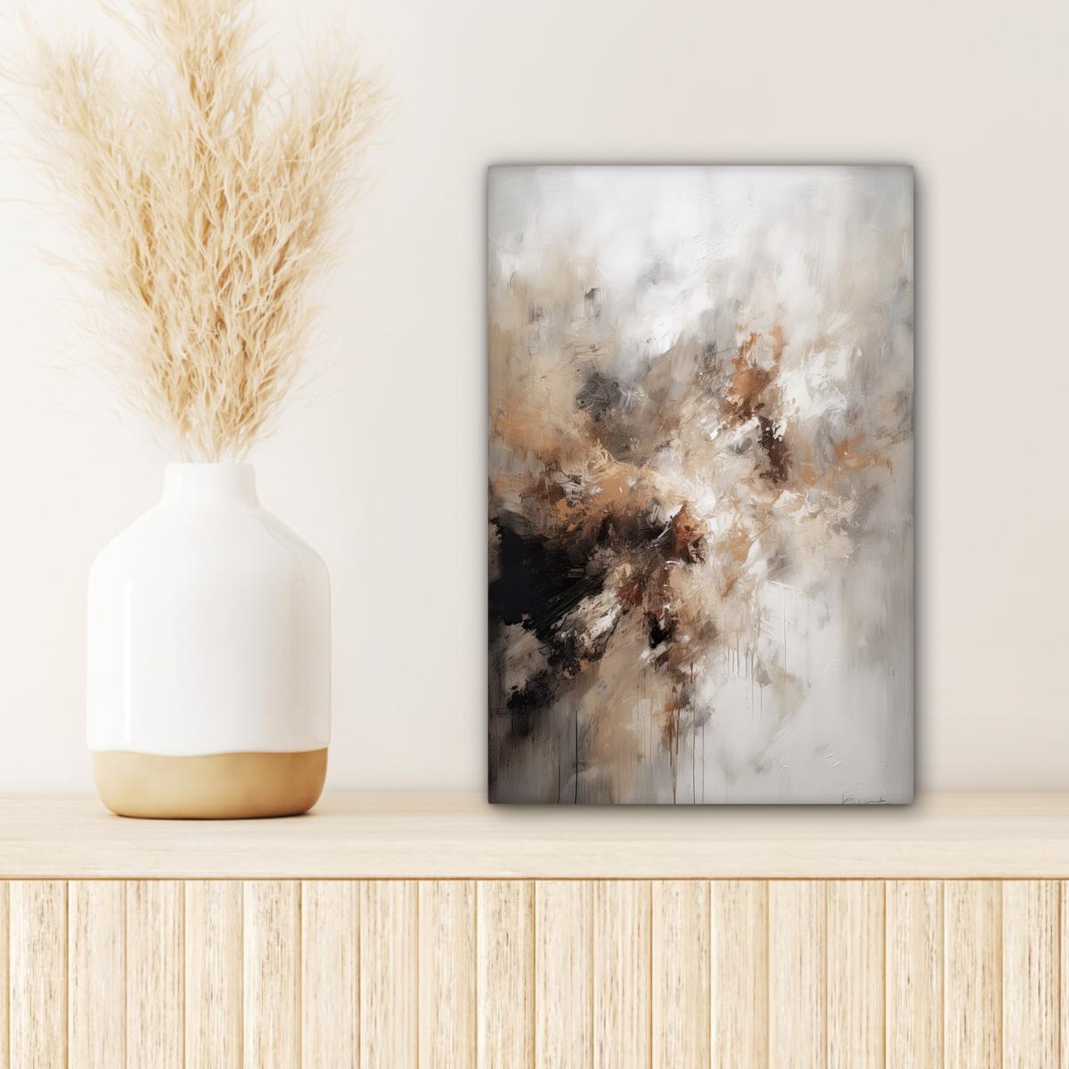 LEINWANDBILD Farbe - Abstrakt - Beige - Kunst Deko Wohnzimmer 20x30 cm - Greige, Textil (20/30cm) - MuchoWow