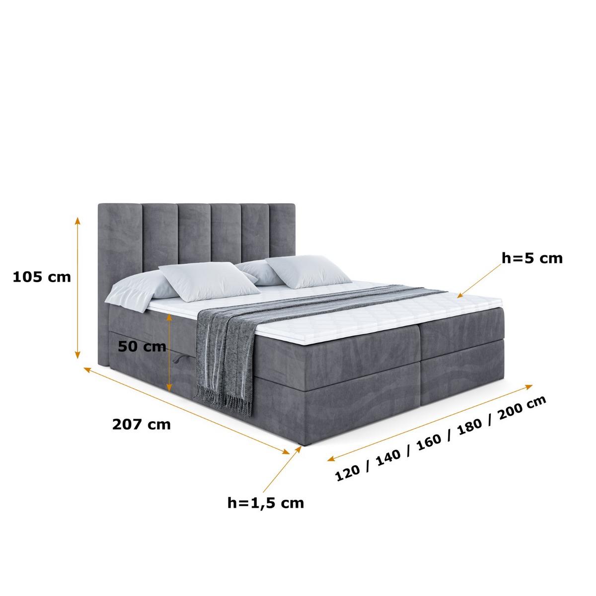 BOXBETT mit Matratze H4 und Lattenrost - BOXI1 - 140x200 cm - H4 - Dunkelgrau - Dunkelgrau, Holzwerkstoff (140/200cm) - ALTDECOR