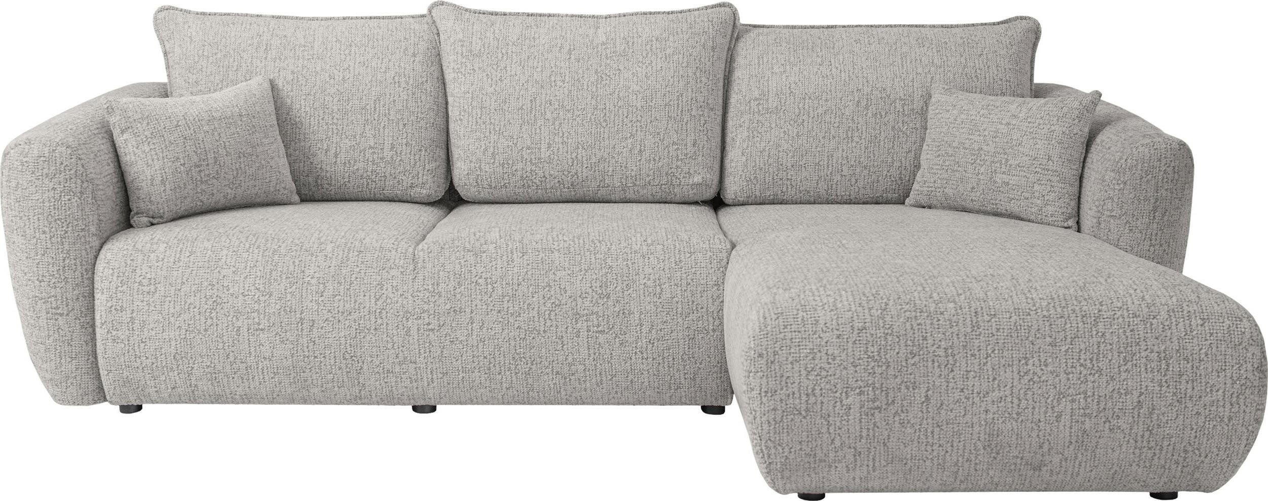 ECKSOFA Fabio mit Bettkasten, Strukturiert Grau 255/165/91 cm - Schwarz/Grau, Textil (165/255cm) - WFL GROUP