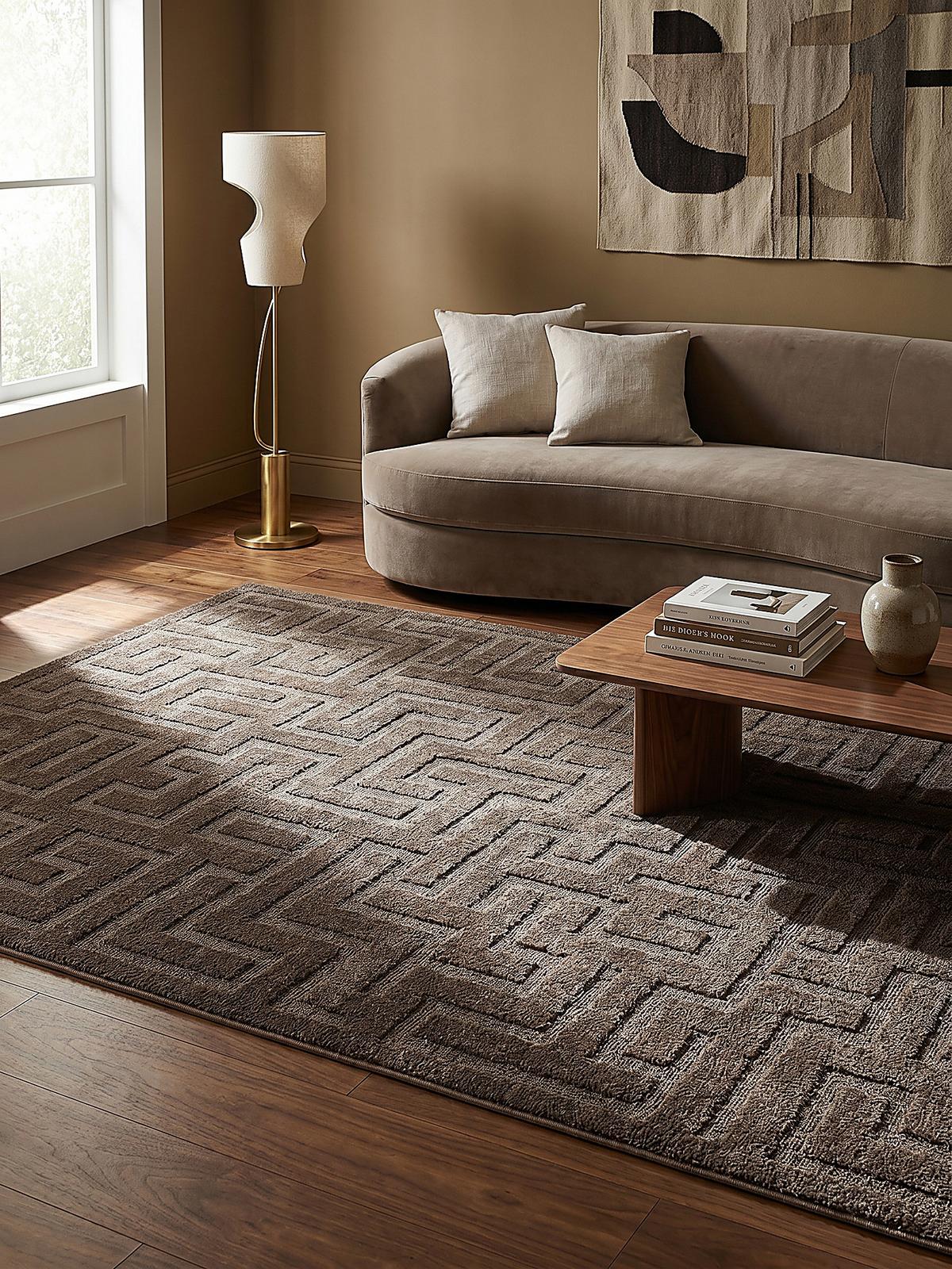 KURZFLORTEPPICH Geometrisch MUOTA Polypropylen Braun 120 x 160 cm - Braun, Textil (120/160cm) - KADIMA DESIGN