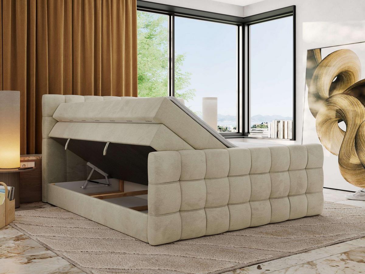 BOXSPRINGBETT ALTIVO KING DUO 200/200 - Beige Velvet - H4 - Beige, Textil (200/200cm) - MKS