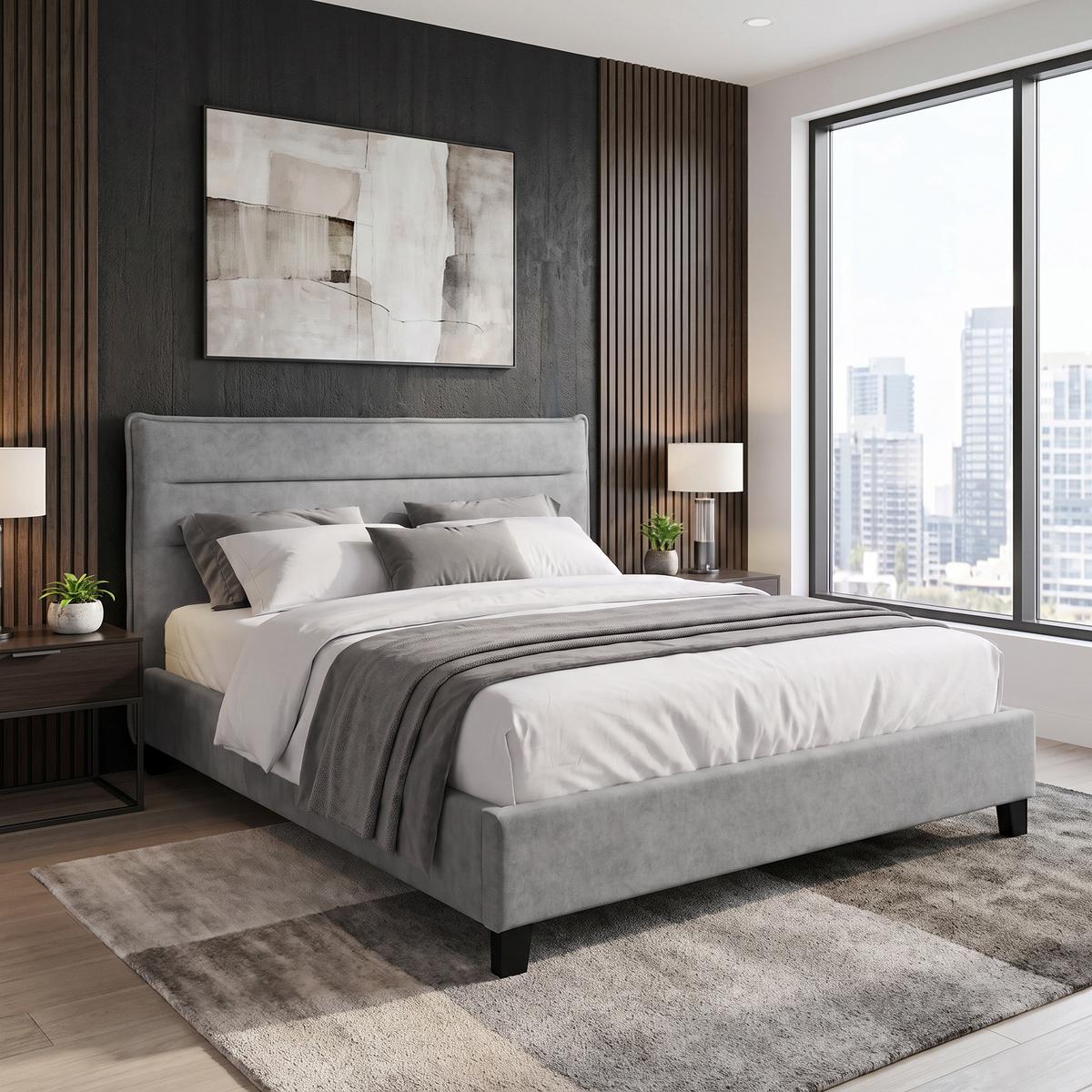 POLSTERBETT Mane, mit Taschenfedernmatratze 26 cm, ohne Bettkasten, 160x200 cm, Velours-Stoff, Grau - Grau, Textil (160/200cm) - Beautysofa