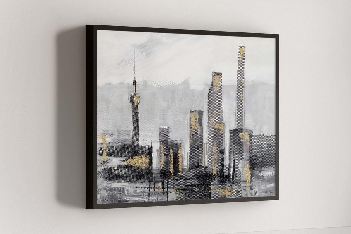 ACRYLBILD HANDGEMALT 100/70 cm - Schwarz/Grau, Holz/Textil (100/70cm) - KUNSTLOFT