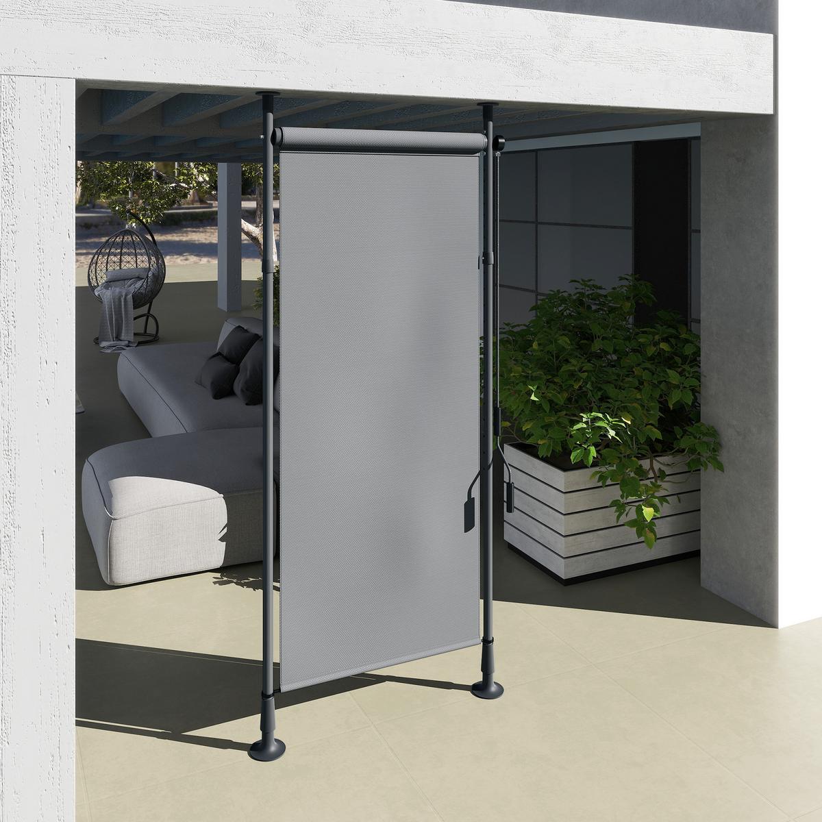 SENKRECHTMARKISE, Polyester, Dunkelgrau - Dunkelgrau, Metall (2.8/310/120cm) - Outsunny