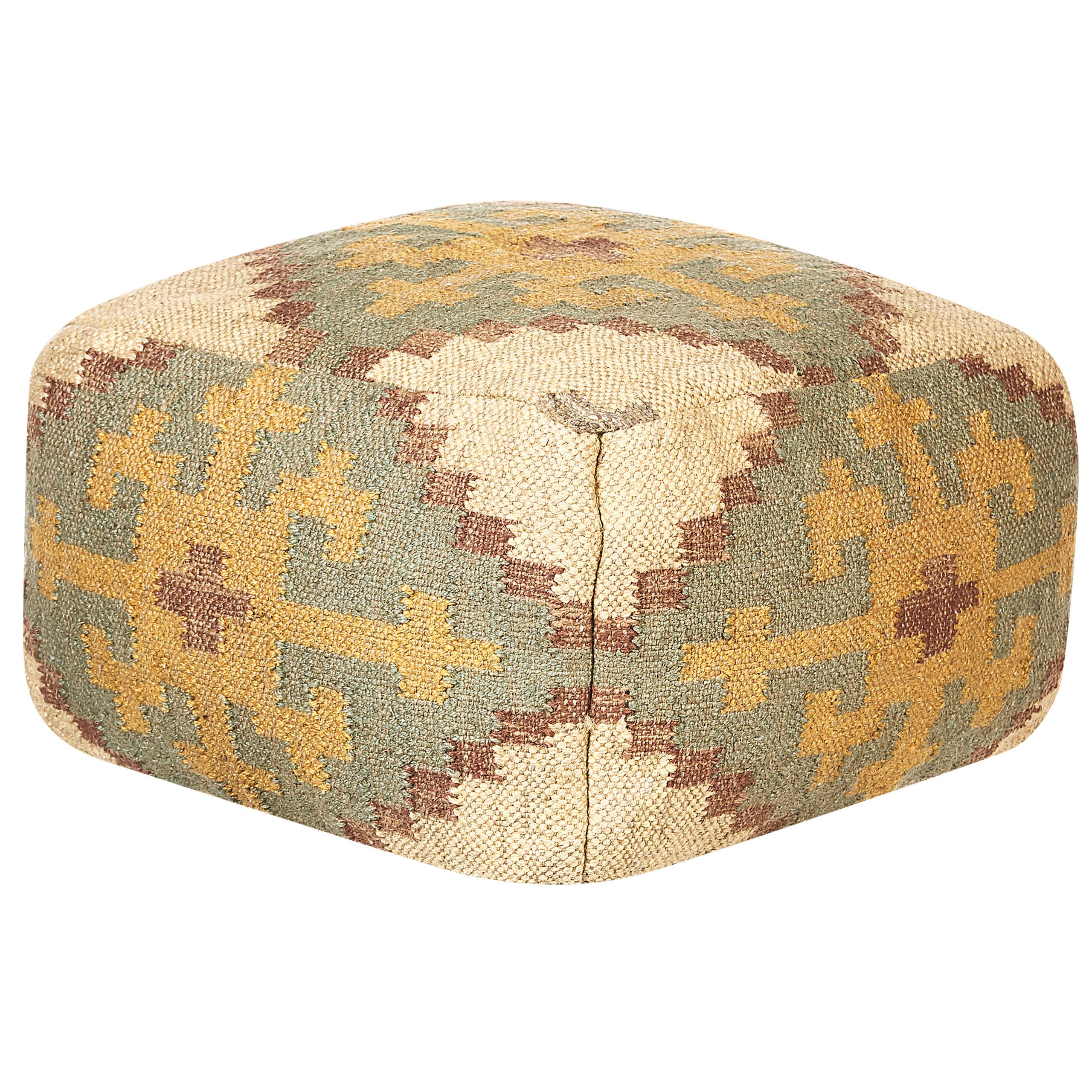 POUF Saron 50/50/30 cm - Grün, Naturmaterialien (50/30/50cm) - Beliani