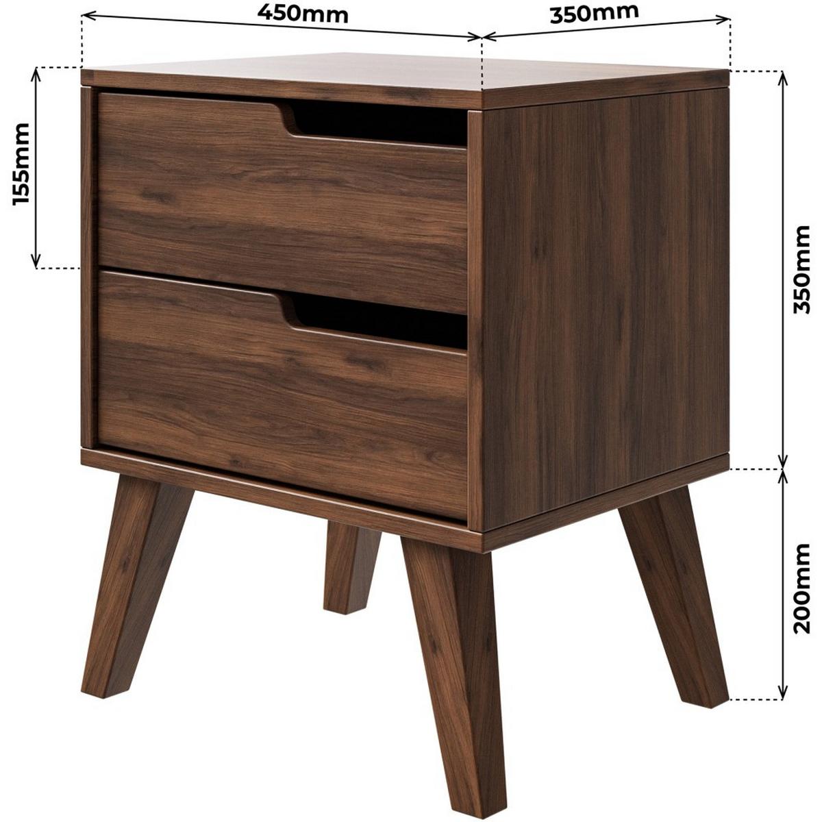 NACHTTISCH Norel mit 2 Schubladen, Links, Walnuss - Walnussfarben, Holz/Holzwerkstoff (45/55/35cm) - Beautysofa