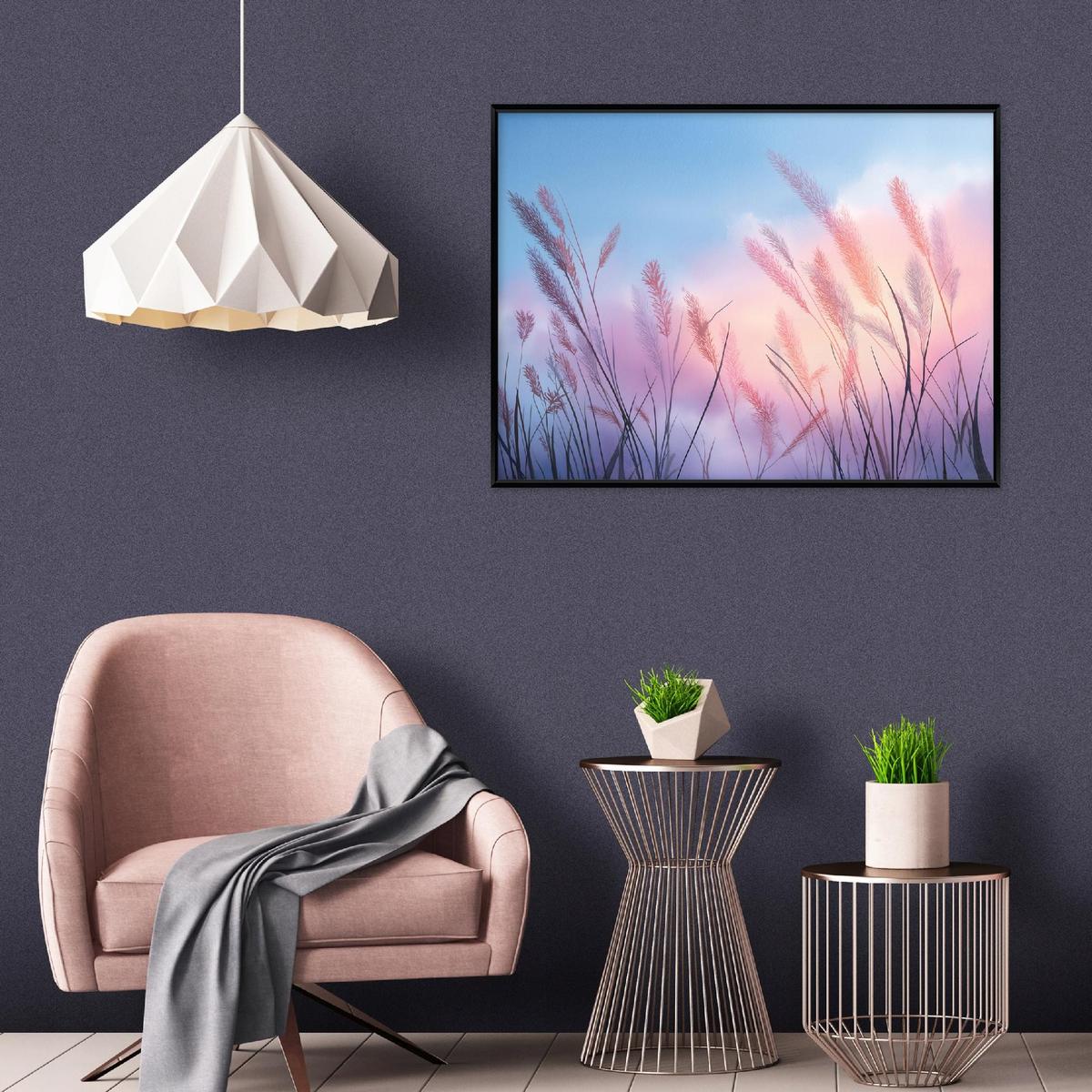 BILDER mit Rahmen Pampasgras Natur Rosa 60x40 cm - Multicolor, Holzwerkstoff (60/40cm) - Wallarena